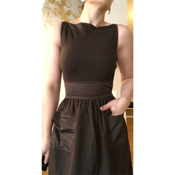 DVF Brown Zanne Ruched W/ Pockets Sheath Dress 4 - Picture 4 of 9